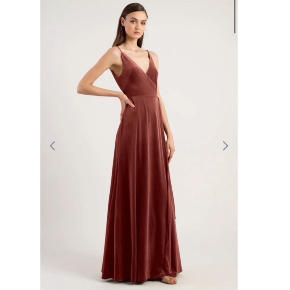 Jenny Yoo Andi Velvet Wrap Dress in English Rose size 8
